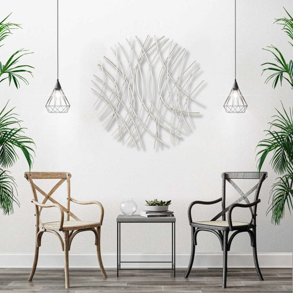 Homeroots 24" Silver Metal Circle Abstract Wall Art - Handmade Dimensional Sculpture For Stylish Home Decor  Metal 569441