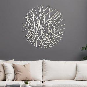 Homeroots 30" Stunning Silver Metal Circle Abstract Wall Sculpture - Unique Modern Dimensional Art Decor  Metal 569444