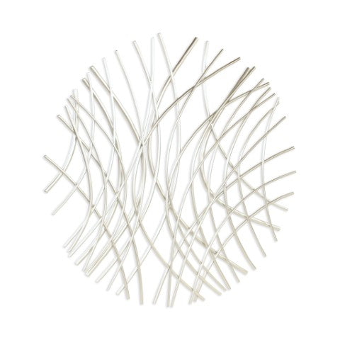 Homeroots 30" Stunning Silver Metal Circle Abstract Wall Sculpture - Unique Modern Dimensional Art Decor  Metal 569444