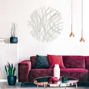 Homeroots 30" Stunning Silver Metal Circle Abstract Wall Sculpture - Unique Modern Dimensional Art Decor  Metal 569444