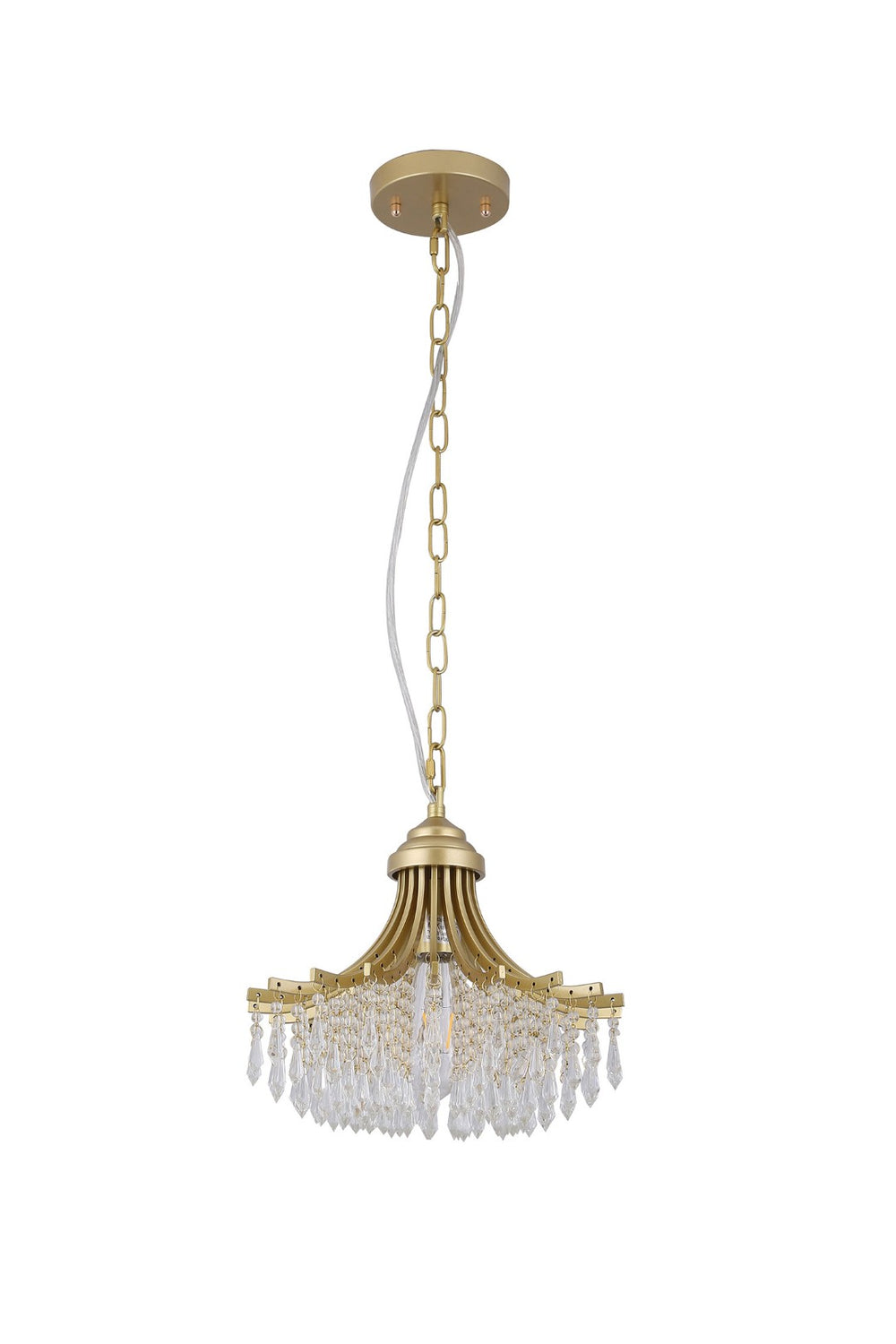 HomeRoots Clear Elegant Gold Metal Chandelier with Crystals - Classic Empire Design for Any Space 569447