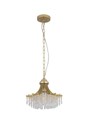 HomeRoots Clear Elegant Gold Metal Chandelier with Crystals - Classic Empire Design for Any Space 569447