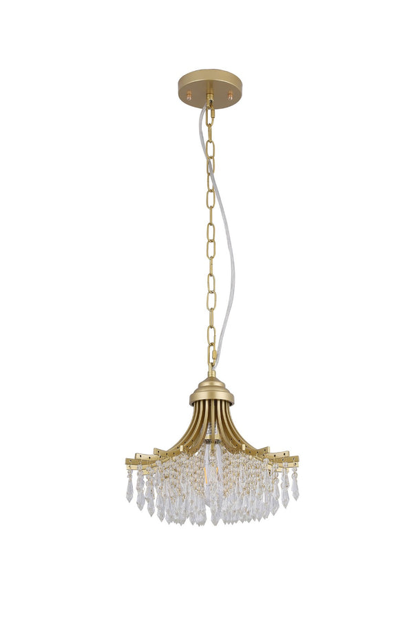 HomeRoots Clear Elegant Gold Metal Chandelier with Crystals - Classic Empire Design for Any Space 569447
