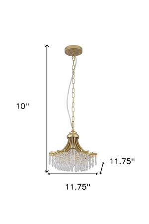 HomeRoots Clear Elegant Gold Metal Chandelier with Crystals - Classic Empire Design for Any Space 569447