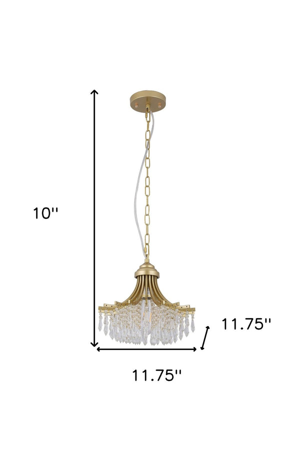 HomeRoots Clear Elegant Gold Metal Chandelier with Crystals - Classic Empire Design for Any Space 569447