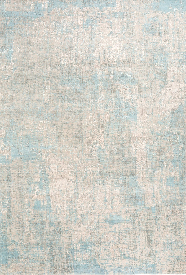 HomeRoots 8' X 10' Blue Abstract Hand-Knotted Area Rug - Luxurious Wool, Unique Design, Perfect for Modern Spaces 569448