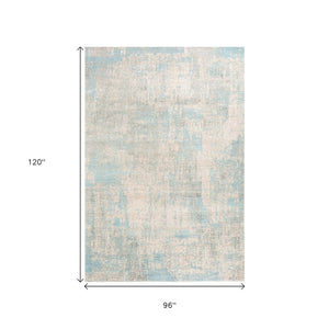 HomeRoots 8' X 10' Blue Abstract Hand-Knotted Area Rug - Luxurious Wool, Unique Design, Perfect for Modern Spaces 569448