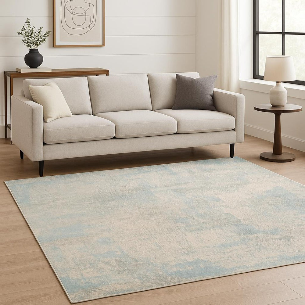 HomeRoots 8' X 10' Blue Abstract Hand-Knotted Area Rug - Luxurious Wool, Unique Design, Perfect for Modern Spaces 569448