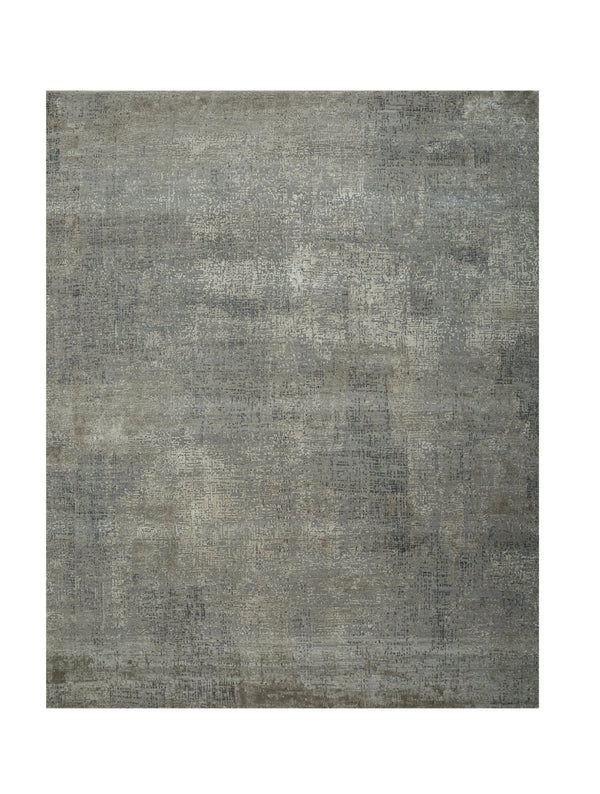 HomeRoots 8' X 10' Gray Abstract Hand-Knotted Area Rug - Artisan Crafted, Durable Wool, Modern Style & Comfort 569449
