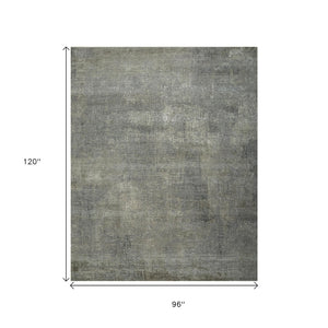 HomeRoots 8' X 10' Gray Abstract Hand-Knotted Area Rug - Artisan Crafted, Durable Wool, Modern Style & Comfort 569449