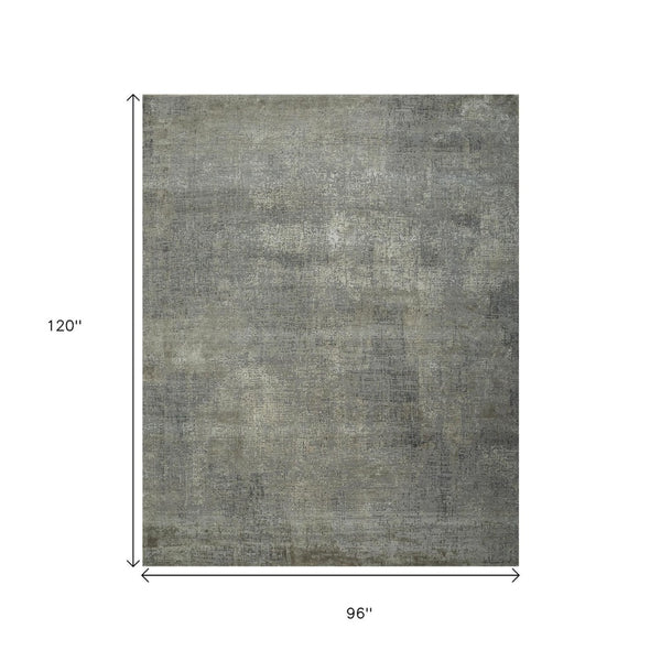 HomeRoots 8' X 10' Gray Abstract Hand-Knotted Area Rug - Artisan Crafted, Durable Wool, Modern Style & Comfort 569449