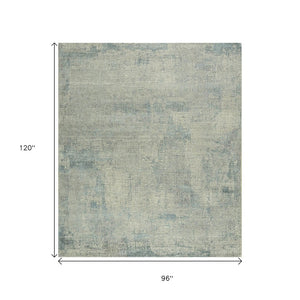 HomeRoots 8' X 10' Hand-Knotted Blue Abstract Area Rug - Premium Wool, Unique Design, Perfect for Modern Spaces 569451