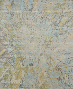 HomeRoots 8' X 10' Blue Abstract Hand-Knotted Area Rug – Artisan Crafted Wool for Unique Style & Comfort 569454