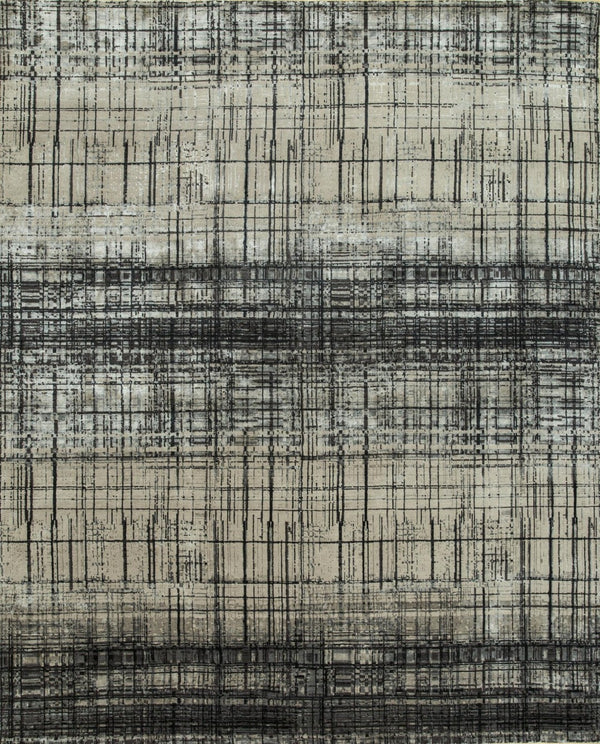HomeRoots 8' X 10' Black Abstract Hand-Knotted Wool Area Rug - Artisan-Crafted, Durable, and Stylish Accent Piece 569457