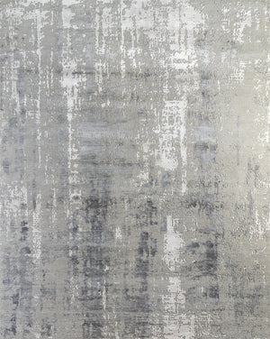 Homeroots 8' X 10' Ivory Beige And Gray Abstract Hand Knotted Area Rug  Wool,Bamboo Silk 569458