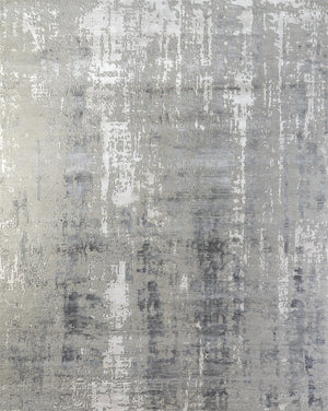Homeroots 8' X 10' Ivory Beige And Gray Abstract Hand Knotted Area Rug  Wool,Bamboo Silk 569458