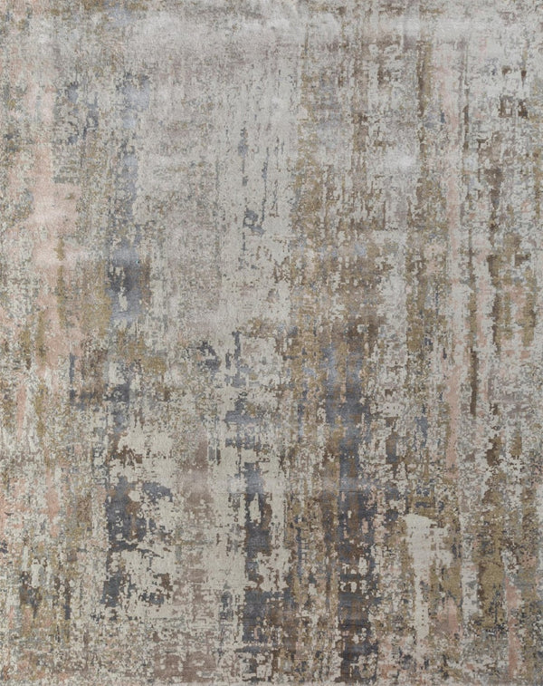 HomeRoots 8' X 10' Blue Abstract Hand-Knotted Area Rug – Luxurious Wool, Unique Design for Modern Spaces 569459