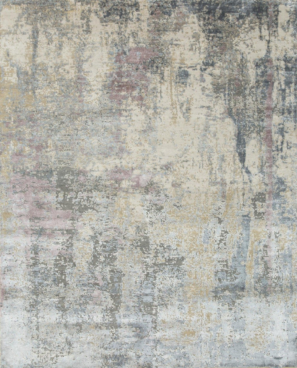 HomeRoots 8' X 10' Blue Abstract Hand-Knotted Area Rug - Artisan Crafted Wool, Unique Design for Modern Interiors 569460