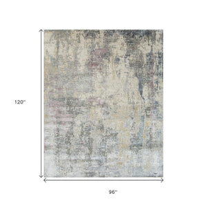 HomeRoots 8' X 10' Blue Abstract Hand-Knotted Area Rug - Artisan Crafted Wool, Unique Design for Modern Interiors 569460
