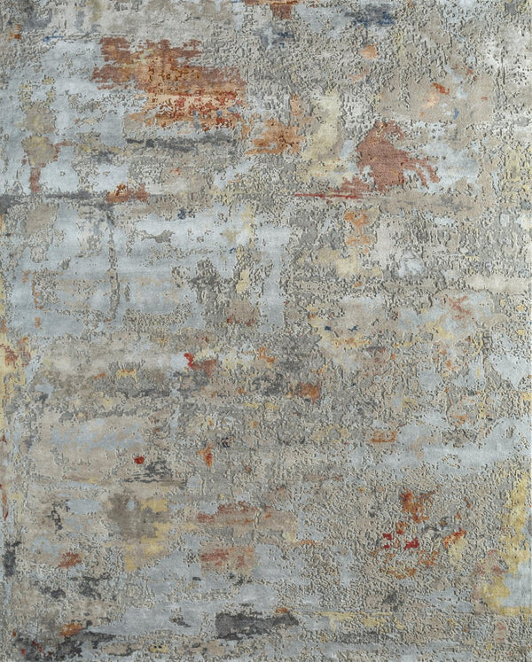 HomeRoots 8' X 10' Blue Abstract Hand-Knotted Area Rug - Premium Wool, Unique Design for Modern Interiors 569461