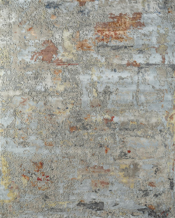 HomeRoots 8' X 10' Blue Abstract Hand-Knotted Area Rug - Premium Wool, Unique Design for Modern Interiors 569461