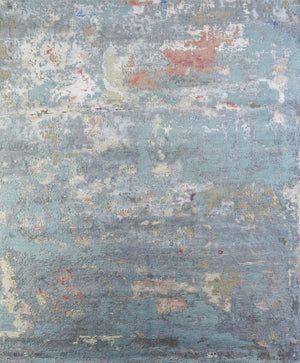 HomeRoots 8' X 10' Blue Abstract Hand-Knotted Wool Area Rug - Elevate Your Space with Artisan Craftsmanship! 569462