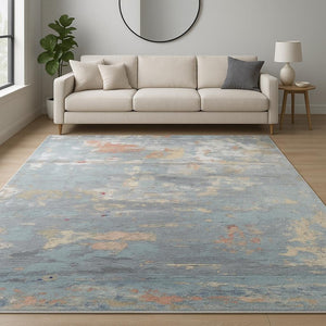 HomeRoots 8' X 10' Blue Abstract Hand-Knotted Wool Area Rug - Elevate Your Space with Artisan Craftsmanship! 569462