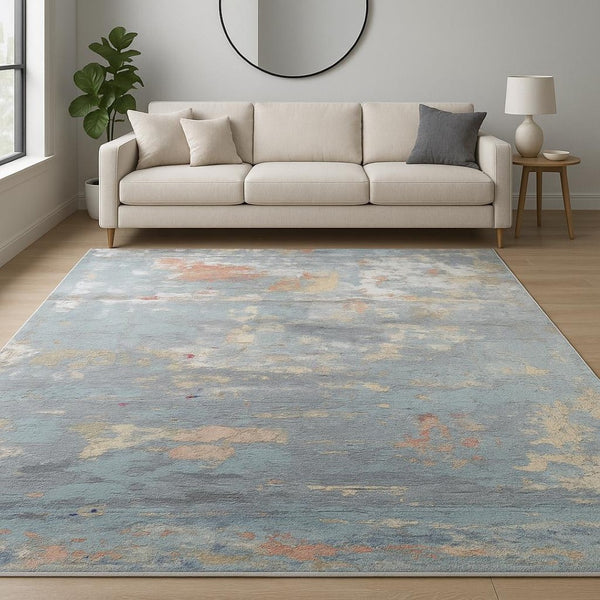 HomeRoots 8' X 10' Blue Abstract Hand-Knotted Wool Area Rug - Elevate Your Space with Artisan Craftsmanship! 569462