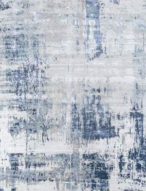 HomeRoots 8' X 10' Blue Abstract Hand-Knotted Area Rug - Artisan Wool Craftsmanship for Timeless Elegance 569464