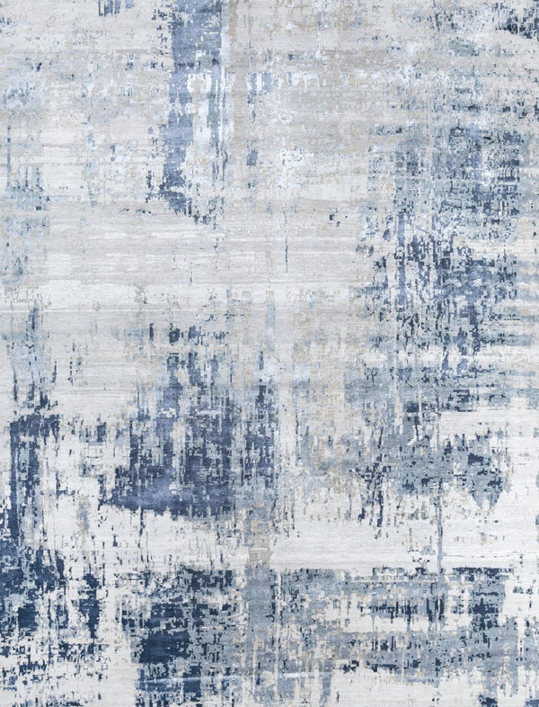 HomeRoots 8' X 10' Blue Abstract Hand-Knotted Area Rug - Artisan Wool Craftsmanship for Timeless Elegance 569464