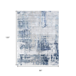 HomeRoots 8' X 10' Blue Abstract Hand-Knotted Area Rug - Artisan Wool Craftsmanship for Timeless Elegance 569464