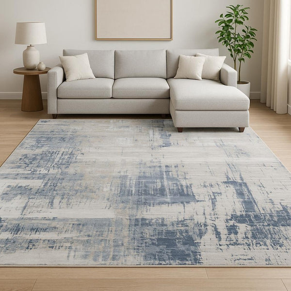 HomeRoots 8' X 10' Blue Abstract Hand-Knotted Area Rug - Artisan Wool Craftsmanship for Timeless Elegance 569464