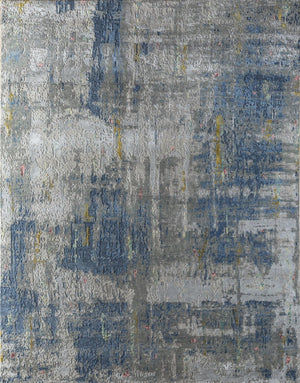 HomeRoots 8' X 10' Blue Abstract Hand-Knotted Wool Area Rug - Artisan Crafted, Durable, and Contemporary Décor Solution 569465