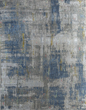 HomeRoots 8' X 10' Blue Abstract Hand-Knotted Wool Area Rug - Artisan Crafted, Durable, and Contemporary Décor Solution 569465