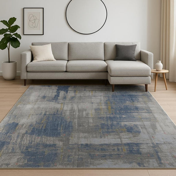 HomeRoots 8' X 10' Blue Abstract Hand-Knotted Wool Area Rug - Artisan Crafted, Durable, and Contemporary Décor Solution 569465