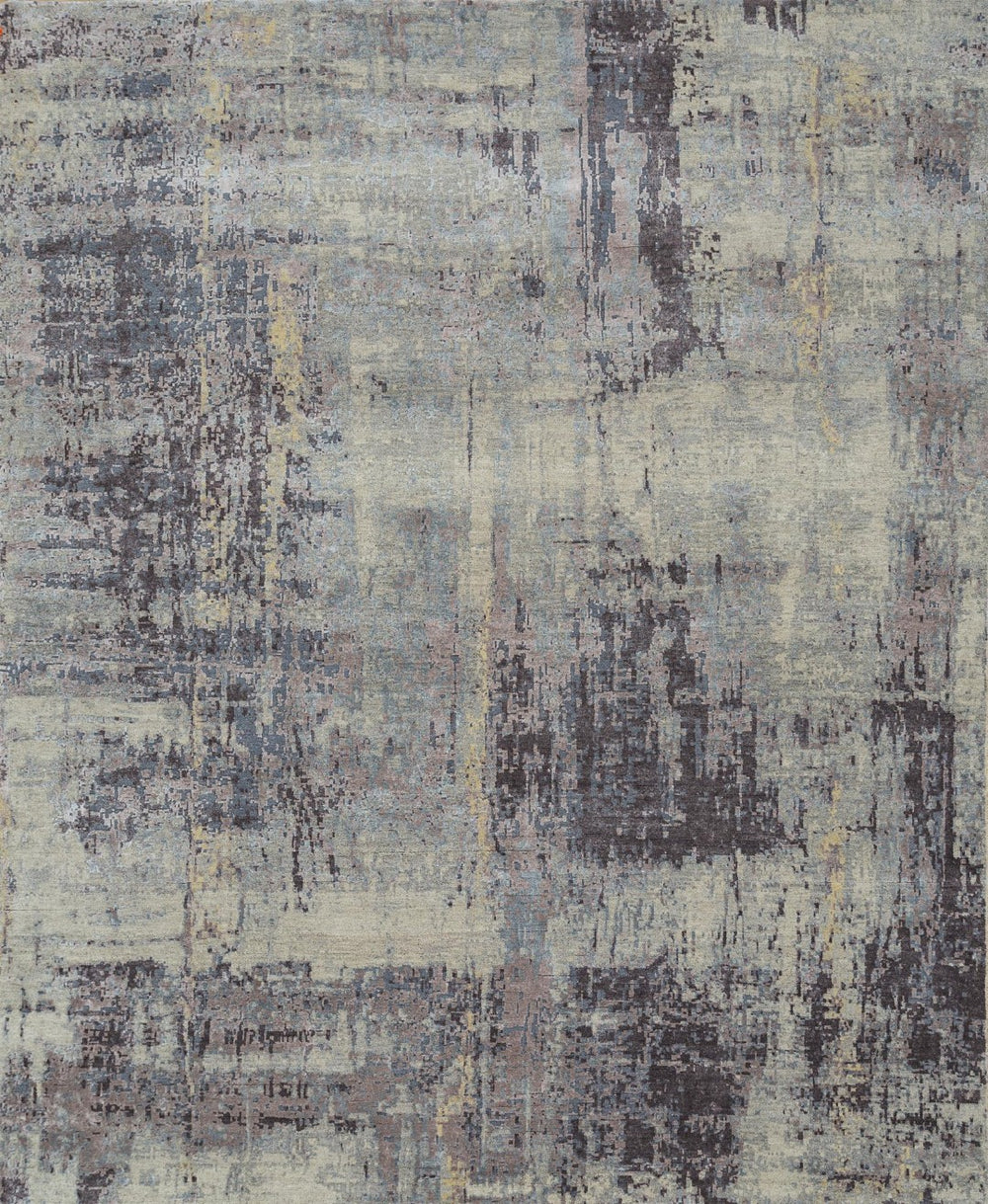 HomeRoots 8' X 10' Hand-Knotted Purple Abstract Area Rug – Modern Wool Rug for Living Room or Bedroom Décor 569467