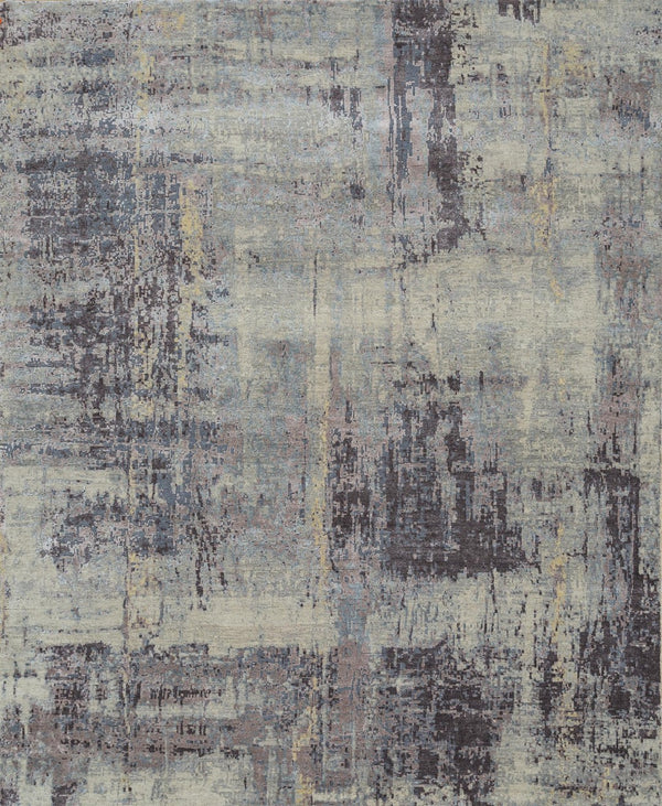 HomeRoots 8' X 10' Hand-Knotted Purple Abstract Area Rug – Modern Wool Rug for Living Room or Bedroom Décor 569467