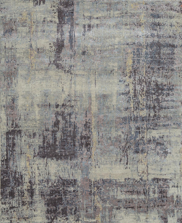 HomeRoots 8' X 10' Hand-Knotted Purple Abstract Area Rug – Modern Wool Rug for Living Room or Bedroom Décor 569467