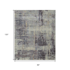 HomeRoots 8' X 10' Hand-Knotted Purple Abstract Area Rug – Modern Wool Rug for Living Room or Bedroom Décor 569467