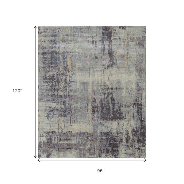 HomeRoots 8' X 10' Hand-Knotted Purple Abstract Area Rug – Modern Wool Rug for Living Room or Bedroom Décor 569467