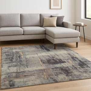 HomeRoots 8' X 10' Hand-Knotted Purple Abstract Area Rug – Modern Wool Rug for Living Room or Bedroom Décor 569467