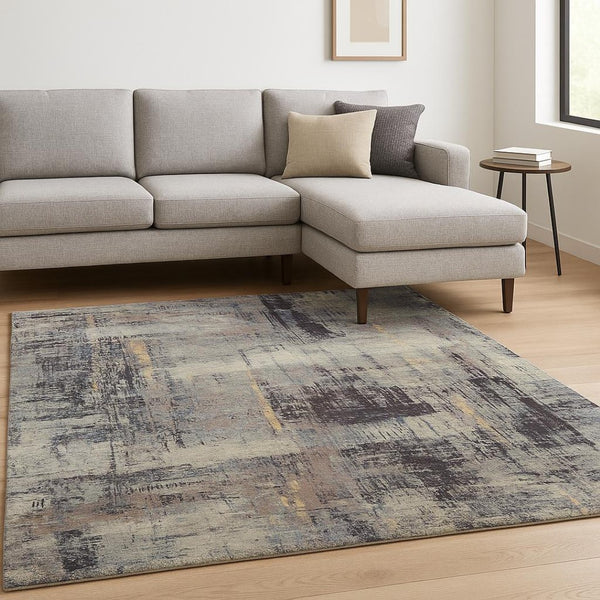 HomeRoots 8' X 10' Hand-Knotted Purple Abstract Area Rug – Modern Wool Rug for Living Room or Bedroom Décor 569467