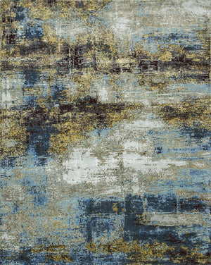 HomeRoots 8' X 10' Luxurious Blue Abstract Hand-Knotted Wool Area Rug - Perfect for Living Rooms & Bedrooms! 569469