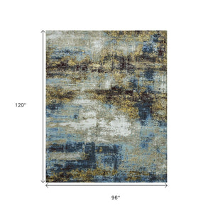 HomeRoots 8' X 10' Luxurious Blue Abstract Hand-Knotted Wool Area Rug - Perfect for Living Rooms & Bedrooms! 569469