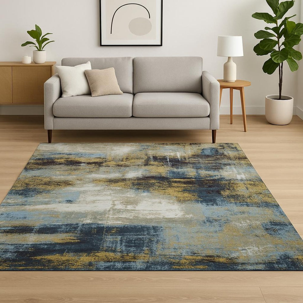 HomeRoots 8' X 10' Luxurious Blue Abstract Hand-Knotted Wool Area Rug - Perfect for Living Rooms & Bedrooms! 569469