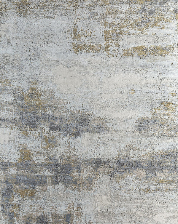 HomeRoots 8' X 10' Gold Abstract Hand-Knotted Area Rug - Luxurious Wool, Unique Design for Modern Interiors 569470