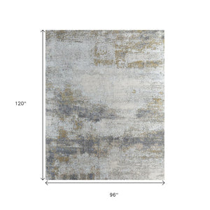 HomeRoots 8' X 10' Gold Abstract Hand-Knotted Area Rug - Luxurious Wool, Unique Design for Modern Interiors 569470