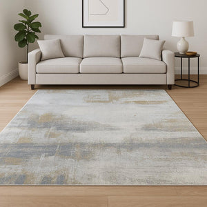 HomeRoots 8' X 10' Gold Abstract Hand-Knotted Area Rug - Luxurious Wool, Unique Design for Modern Interiors 569470