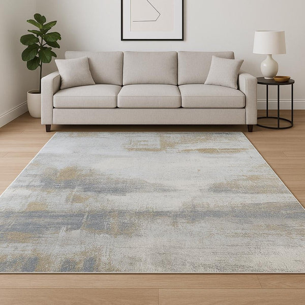 HomeRoots 8' X 10' Gold Abstract Hand-Knotted Area Rug - Luxurious Wool, Unique Design for Modern Interiors 569470