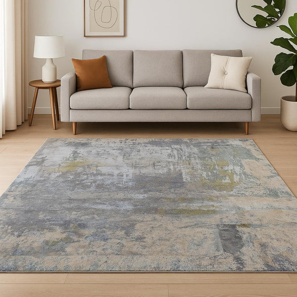 HomeRoots 8' X 10' Blue Abstract Hand-Knotted Area Rug - Luxurious Wool, Modern Design for Elegant Living Spaces 569471